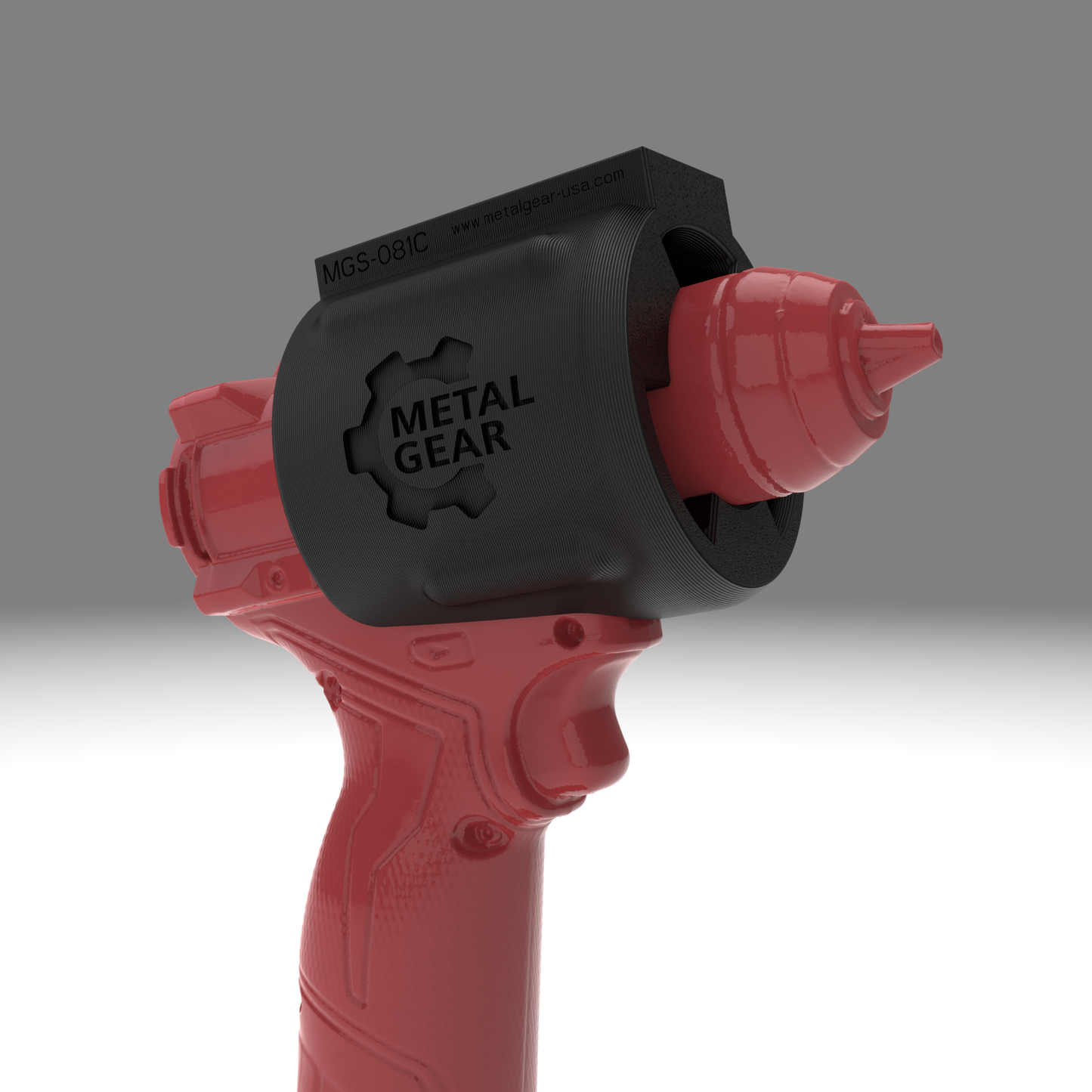3D render of the MGS-081C Holster by Metalgear Engineering, shown on a Milwaukee cordless power tool. This version is 3D printed in durable PLA, offering a cost-effective and reliable storage solution for workshops, garages, and industrial setups.