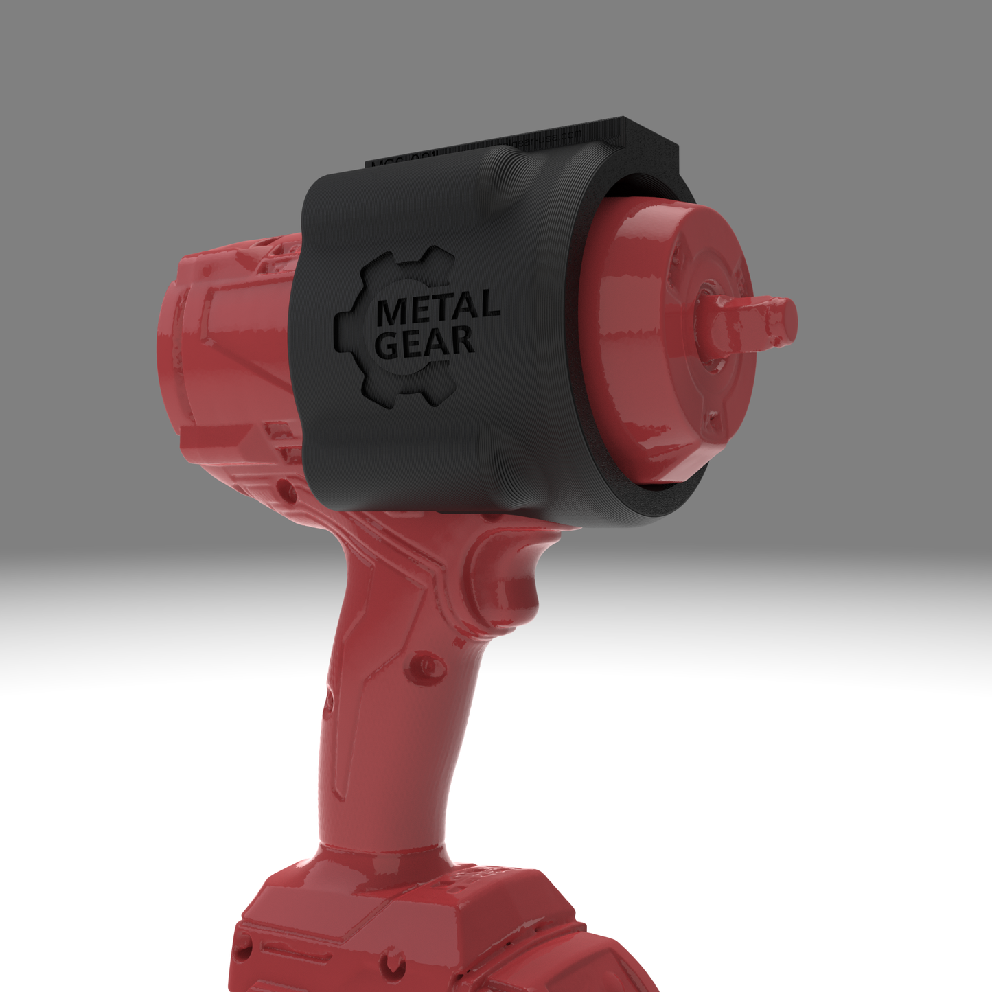 3D render of the MGS-081I Holster by Metalgear Engineering, shown on a Milwaukee cordless power tool. This version is 3D printed in durable PLA, offering a cost-effective and reliable storage solution for workshops, garages, and industrial setups.