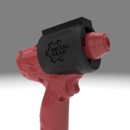 3D render of the MGS-081B Holster by Metalgear Engineering, shown on a Milwaukee cordless power tool. This version is 3D printed in durable PLA, offering a cost-effective and reliable storage solution for workshops, garages, and industrial setups.