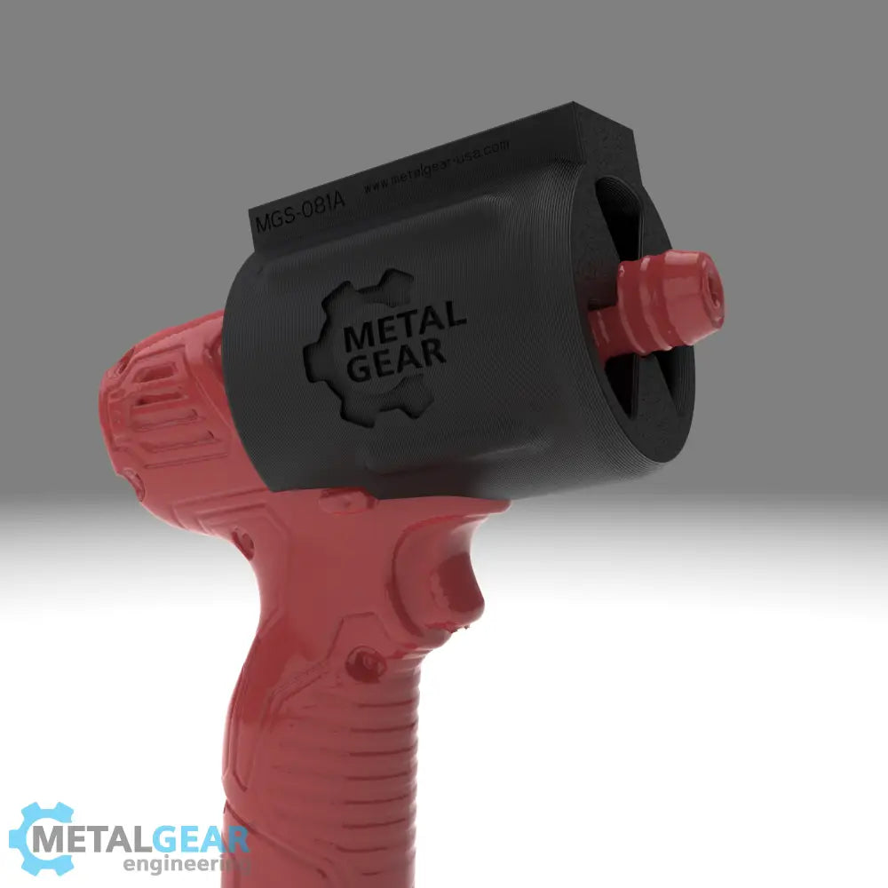 3D render of the MGS-081A Holster by Metalgear Engineering, shown on a Milwaukee cordless power tool. This version is 3D printed in durable PLA, offering a cost-effective and reliable storage solution for workshops, garages, and industrial setups.