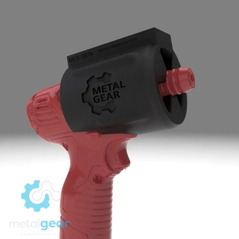 3D render of the MGS-081A Holster by Metalgear Engineering, shown on a Milwaukee cordless power tool. This version is 3D printed in durable PLA, offering a cost-effective and reliable storage solution for workshops, garages, and industrial setups.