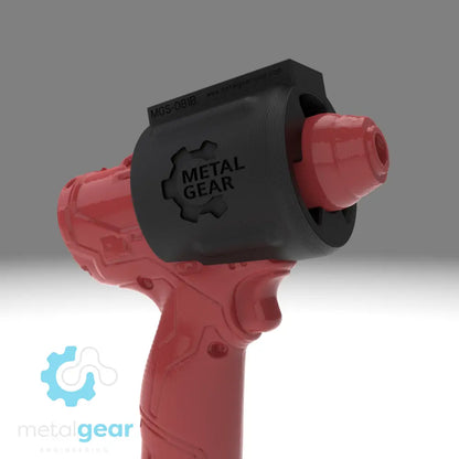 3D render of the MGS-081B Holster by Metalgear Engineering, shown on a Milwaukee cordless power tool. This version is 3D printed in durable PLA, offering a cost-effective and reliable storage solution for workshops, garages, and industrial setups.