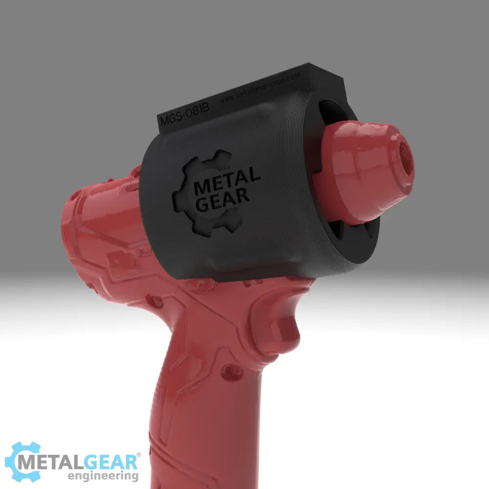 3D render of the MGS-081B Holster by Metalgear Engineering, shown on a Milwaukee cordless power tool. This version is 3D printed in durable PLA, offering a cost-effective and reliable storage solution for workshops, garages, and industrial setups.