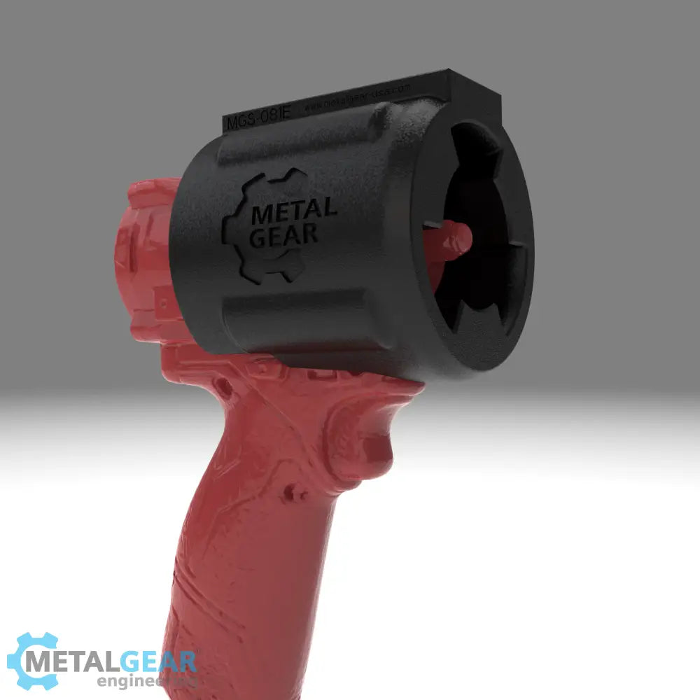 3D render of the MGS-081J Holster by Metalgear Engineering, securely mounted on a Milwaukee cordless power tool. This rugged, 3D-printed holster features the Metalgear logo and is built for dependable tool storage in workshops and industrial environments.