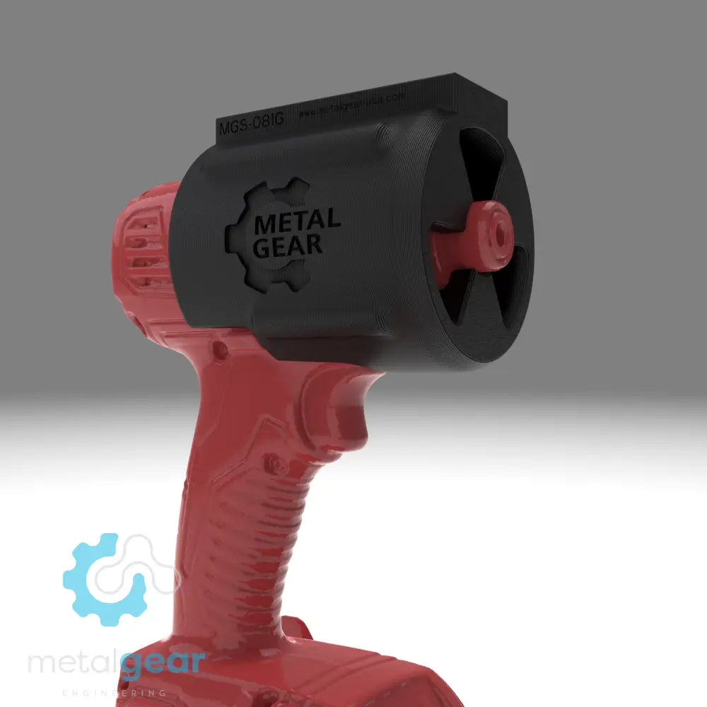 3D render of the MGS-081G Holster by Metalgear Engineering, shown on a Milwaukee cordless power tool. This version is 3D printed in durable PLA, offering a cost-effective and reliable storage solution for workshops, garages, and industrial setups.