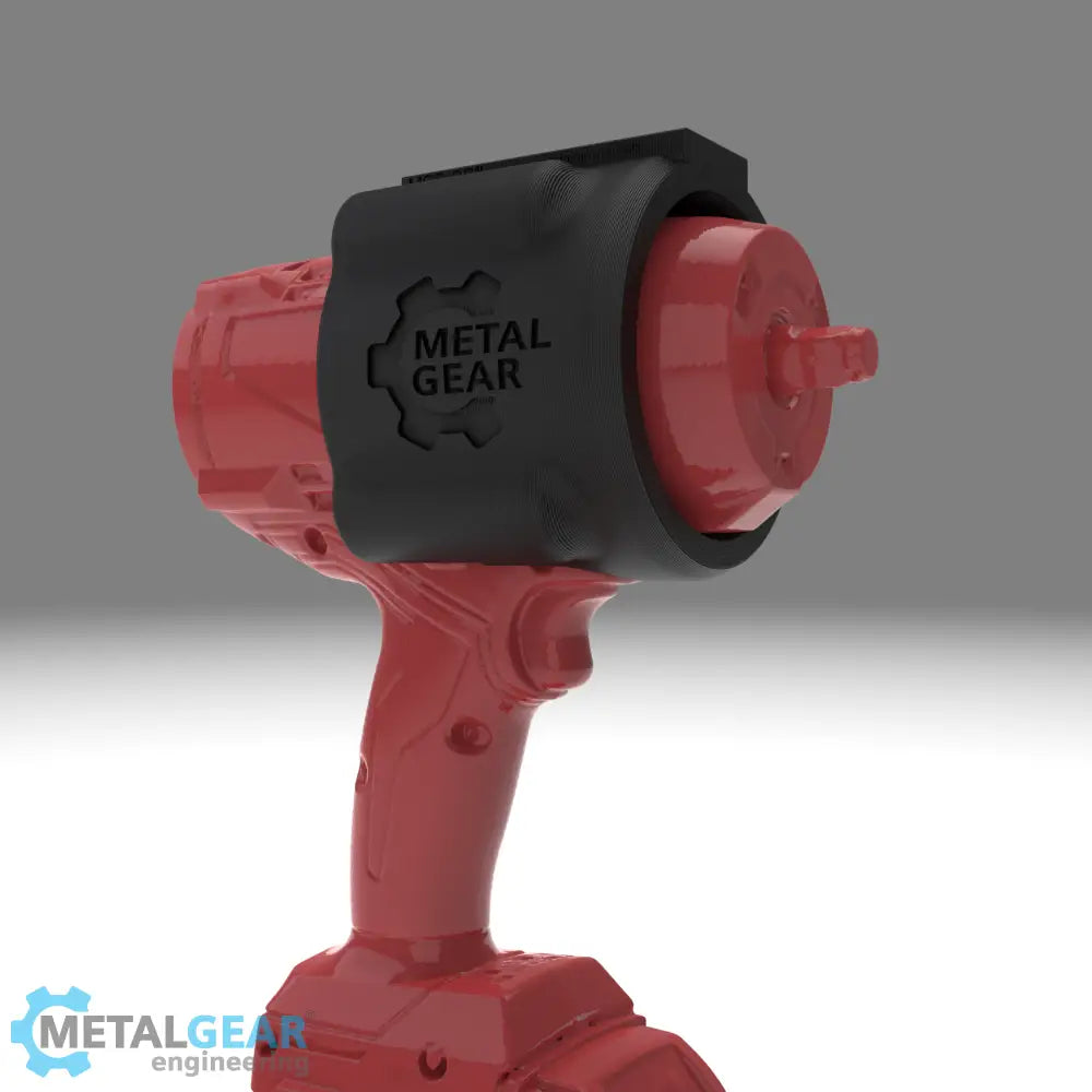 3D render of the MGS-081I Holster by Metalgear Engineering, shown on a Milwaukee cordless power tool. This version is 3D printed in durable PLA, offering a cost-effective and reliable storage solution for workshops, garages, and industrial setups.
