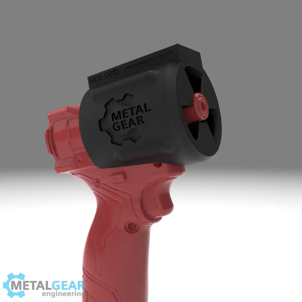 3D render of the MGS-081D Holster by Metalgear Engineering, shown on a Milwaukee cordless power tool. This version is 3D printed in durable PLA, offering a cost-effective and reliable storage solution for workshops, garages, and industrial setups.